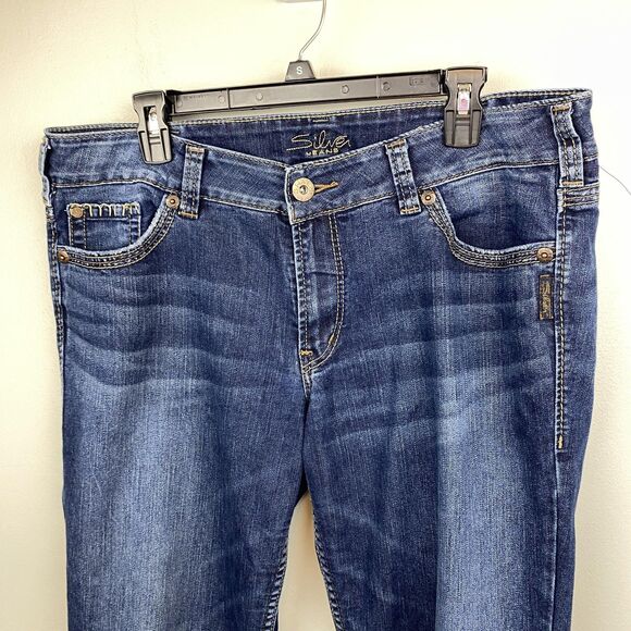 Silver Jeans Suki Surplus Jeans Womens 36x32 Bootcut Stretch‎ Distressed Denim - Picture 2 of 15